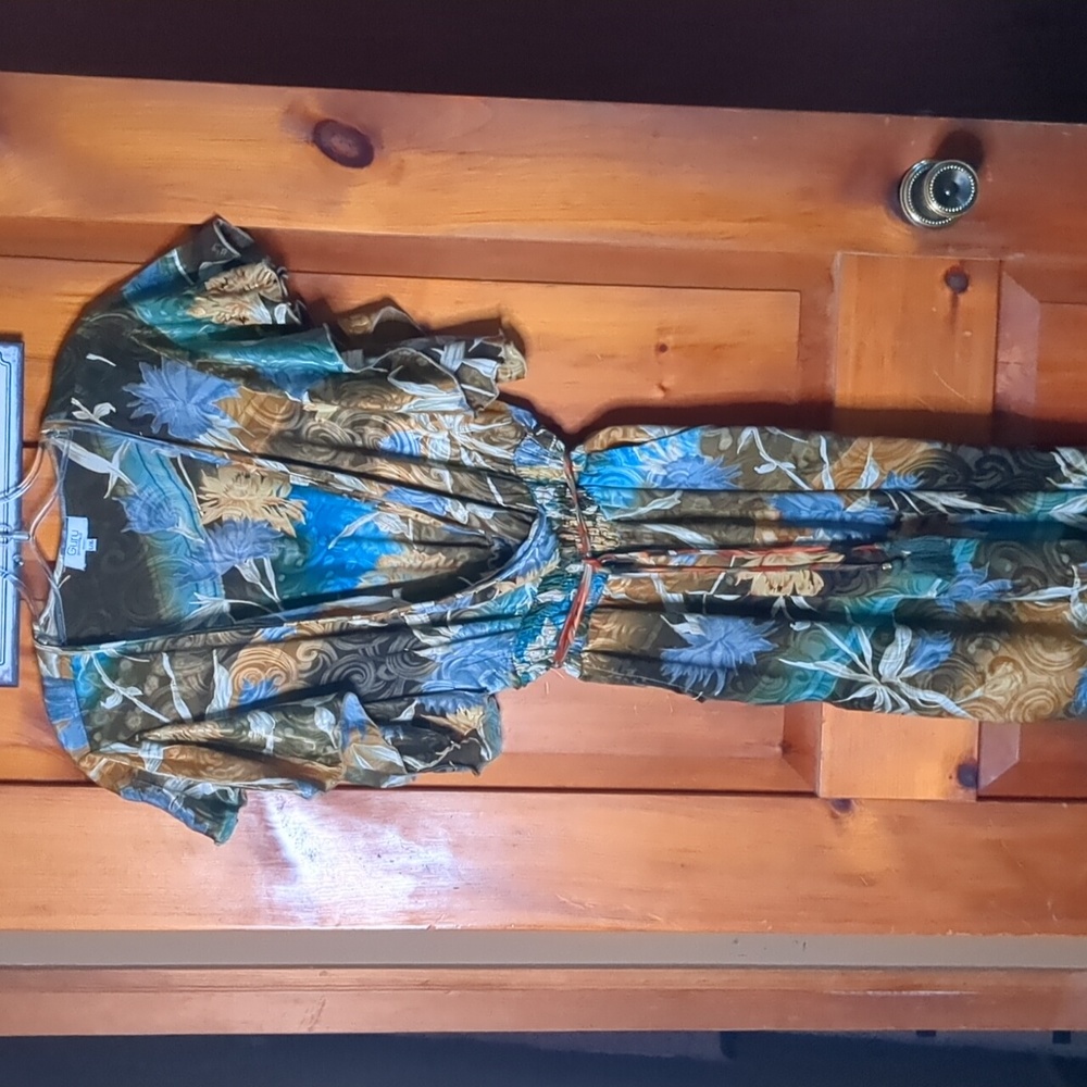 GURU FOR LIFE*  handmade silk Rasgulla sari angel flutter sleeve jumpsuit - Picture 3 of 11